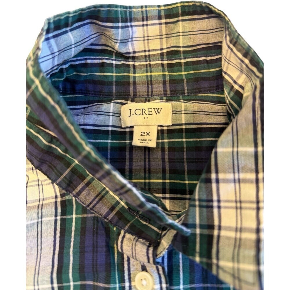 J Crew Re-Imagined Poplin Signature Fit Button-Up Shirt Women’s 2X Plaid Cotton - Picture 3 of 10